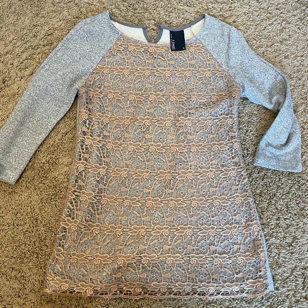 Anthropologie brand, Dolan T Shirt, lace tunic sweater